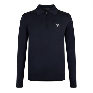 PRADA Prada Wool LS Polo Sn44 Men Blu  for sale