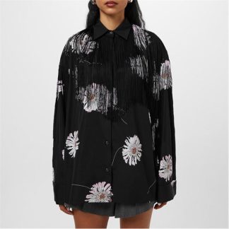 PRADA Printed Poplin Shirt With Fringe Detail Women Rosa  for sale