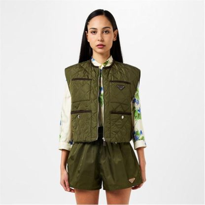 PRADA Quilted Light Re-Nylon Vest Women Militare  for sale