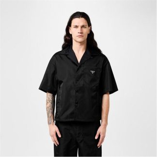 PRADA Re-Nylon Bowling Shirt Men Nero  for sale