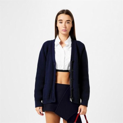 PRADA Rib Knit Cardigan Women Bleu  for sale