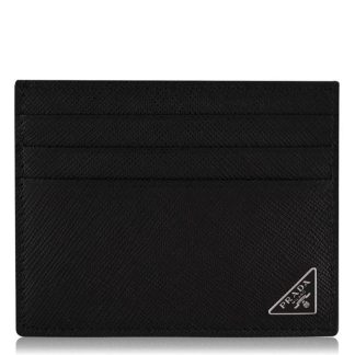 PRADA Saffiano Credit Card Holder Unisex Black  for sale