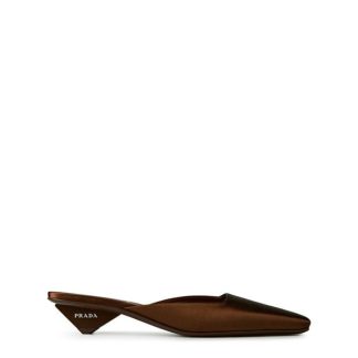 PRADA Satin Mules Women Flat Mules Tobacco Satin for sale