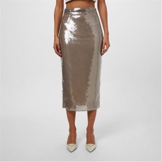 PRADA Sequined Midi Skirt Women Pearl Gray  for sale