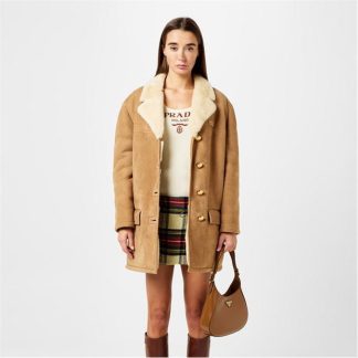 PRADA Shearling Coat Women Cammello  for sale