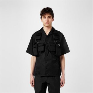 PRADA Short-Sleeved Re-Nylon Shirt Men Black  for sale