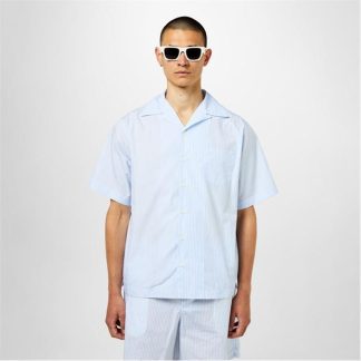 PRADA Striped Cotton Shirt Men White/Blue  for sale