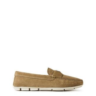 PRADA Suede Driving Loafers Men Loafers Beige for sale