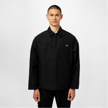 PRADA Technical Poplin Jacket Men Plain Shirt - Long Sleeve Black for sale