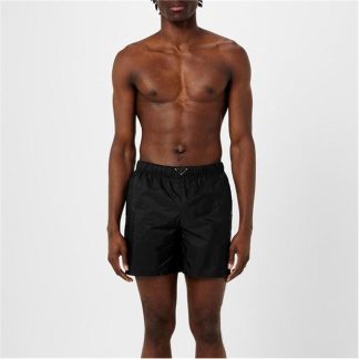 PRADA Triangle Interlock Swim Shorts Men Swim Shorts Black for sale