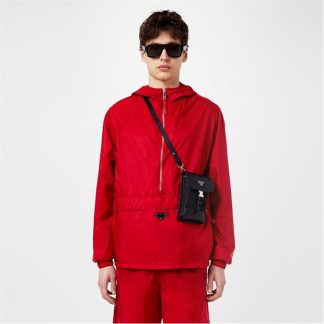 PRADA Triangle Logo Windbreaker Men Red  for sale