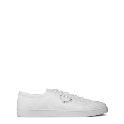 PRADA Triangle Re-Nylon Canvas Sneakers Men White/Grey  for sale