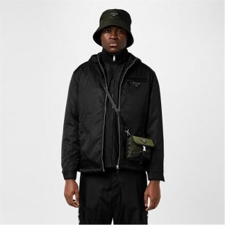 PRADA Triangle Zip Hoodie Men Nero F0002  for sale