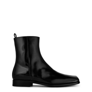 PRADA Tronchetti Leather Chelsea Boots Men Black  for sale