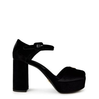 PRADA Velvet Platform Sandals Women Nero  for sale