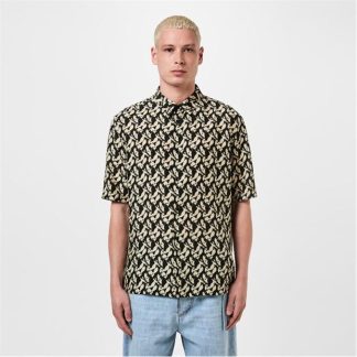 SAINT LAURENT Abstract Shirt Men Black/Sand  for sale