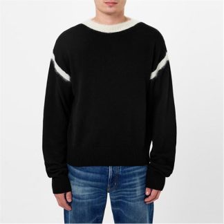 SAINT LAURENT Bicolour Jumper Men Noir/Naturale  for sale