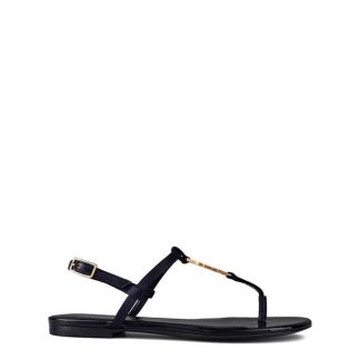 SAINT LAURENT Cassandra Flat Sandals Women Navy 4035  for sale