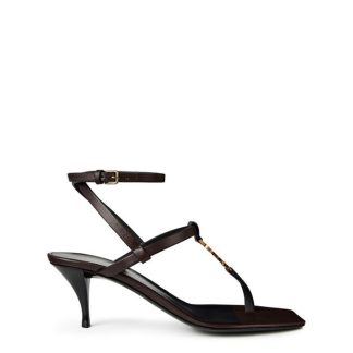 SAINT LAURENT Cassandra Sandals Women Heeled Sandals Brown 2023 for sale