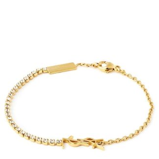 SAINT LAURENT Cassandre Charm Bracelet Women Chain Bracelets Dore/Crystal for sale