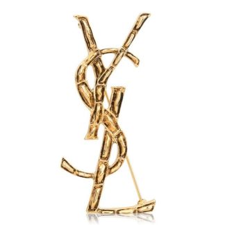 SAINT LAURENT Cassandre Crocodile Brooch Women Pendants Gold for sale