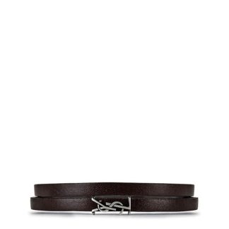 SAINT LAURENT Cassandre Double-Wrap Bracelet Unisex Brown Oak  for sale