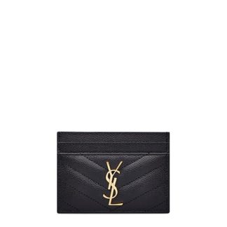 SAINT LAURENT Cassandre MattelassÉ Card Case Women Card Holders Black/Gold for sale