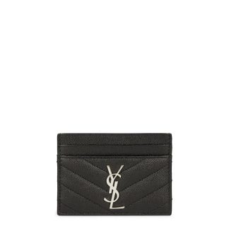 SAINT LAURENT Cassandre MattelassÉ Card Case Women Card Holders Black/Silver for sale