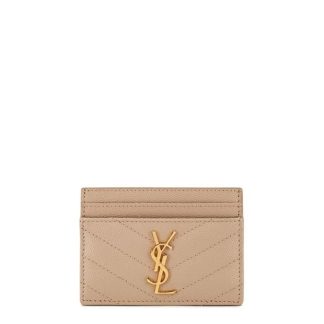 SAINT LAURENT Cassandre MattelassÉ Card Case Women Card Holders Dark Beige for sale