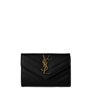 SAINT LAURENT Cassandre MattelassÉ Small Envelope Wallet Women Black/Gold  for sale