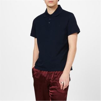 SAINT LAURENT Cassandre PiquÉ Polo Shirt Men Short Sleeve Polos Marine 4240 for sale