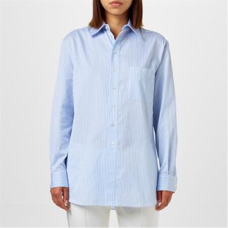 SAINT LAURENT Cassandre Poplin Shirt Women Blanc Ciel  for sale