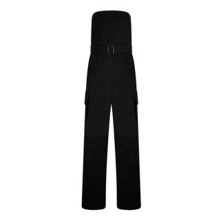 SAINT LAURENT Cassandre Strapless Jumpsuit In Cotton Drill Women Noir  for sale