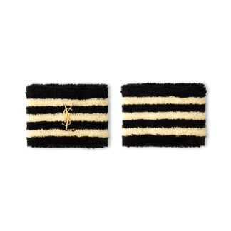 SAINT LAURENT Cassandre Striped Bracelets Women Black/Ivory  for sale