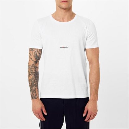 SAINT LAURENT Classic Rive Gauche T-Shirt Men Regular Fit T-Shirts Blanc for sale