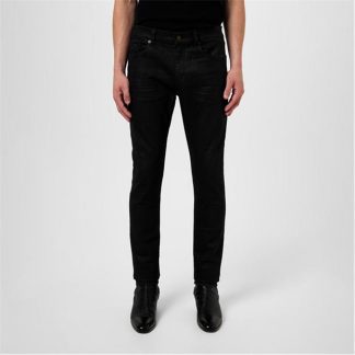 SAINT LAURENT Coated Skinny Jeans Men Black 1076  for sale