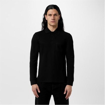 SAINT LAURENT Cotton Pique Polo Shirt Men Noir  for sale