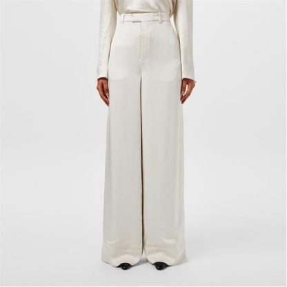 SAINT LAURENT CrÊpe Satin Trousers Women Craie  for sale