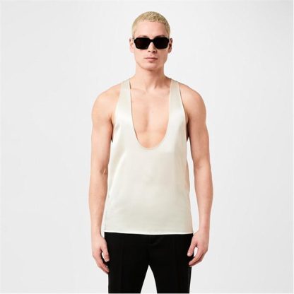 SAINT LAURENT Crepe Low Cut Vest Men Creame  for sale