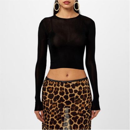 SAINT LAURENT Cropped T-Shirt Women Noir  for sale