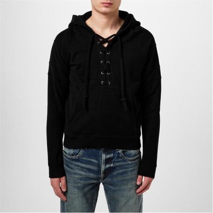 SAINT LAURENT Crossover Lace Hoodie Men Noir 1000  for sale