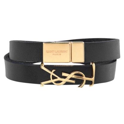 SAINT LAURENT Double Wrap Bracelet Women Nero/Gold  for sale