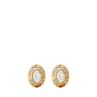 SAINT LAURENT Embellished Clip Earrings Women Dore/Crystal  for sale