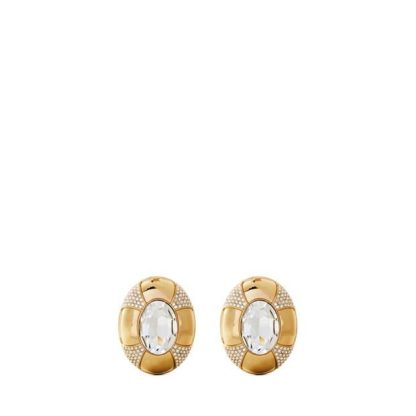 SAINT LAURENT Embellished Clip Earrings Women Dore/Crystal  for sale