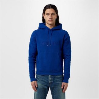 SAINT LAURENT Embroidered Logo Hoodie Men Blue  for sale