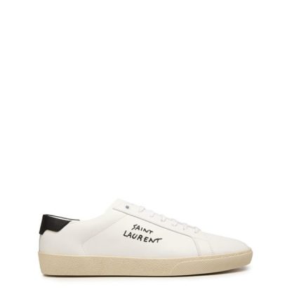 SAINT LAURENT Embroidered Sneakers In Canvas And Smooth Leather Mens Men Low Trainers White 9061 for sale