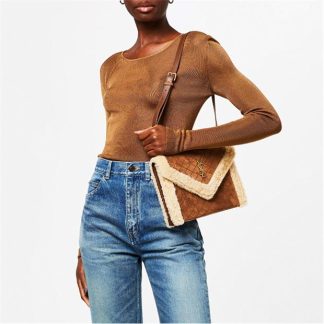 SAINT LAURENT Fine Knit Cropped Top Women Noisette 2520  for sale