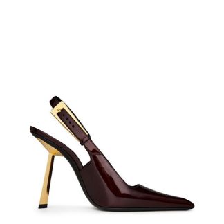 SAINT LAURENT Graham Slingback Heels Women Stiletto Heels Marron Glace for sale