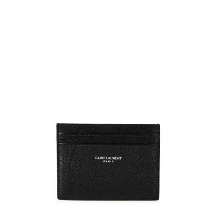 SAINT LAURENT Grained Leather Card Holder Unisex Nero  for sale