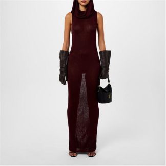 SAINT LAURENT Hooded Maxi Dress Women Bordeaux 6015  for sale